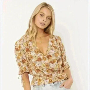 Amuse Society Women’s Daydream Woven Top Cava Size Small